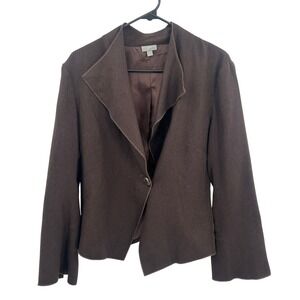 Wool Blend Minimalist Blazer Jacket 8 Chocolate Brown Artsy Academia Lagenlook